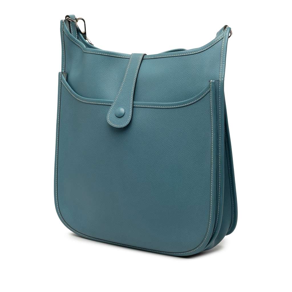 Hermès Epsom Evelyne II 29 Blue Leather Good condition - Back View