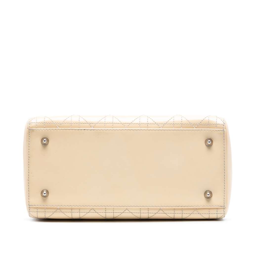 Dior Medium Patent Cannage Stitched Lady Dior Brown Leather Good condition - Inside View