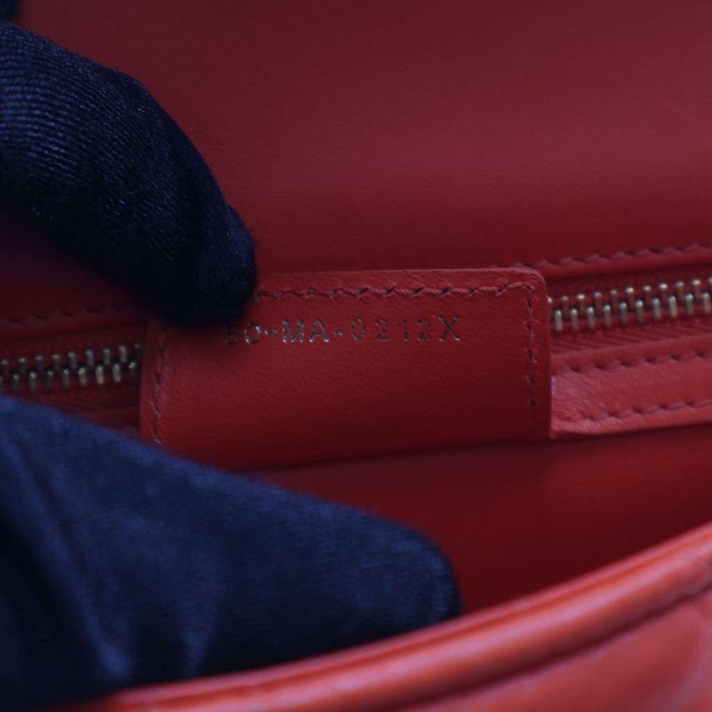 Dior Small Lambskin Macrocannage Caro Crossbody Orange Leather Good condition - Box View