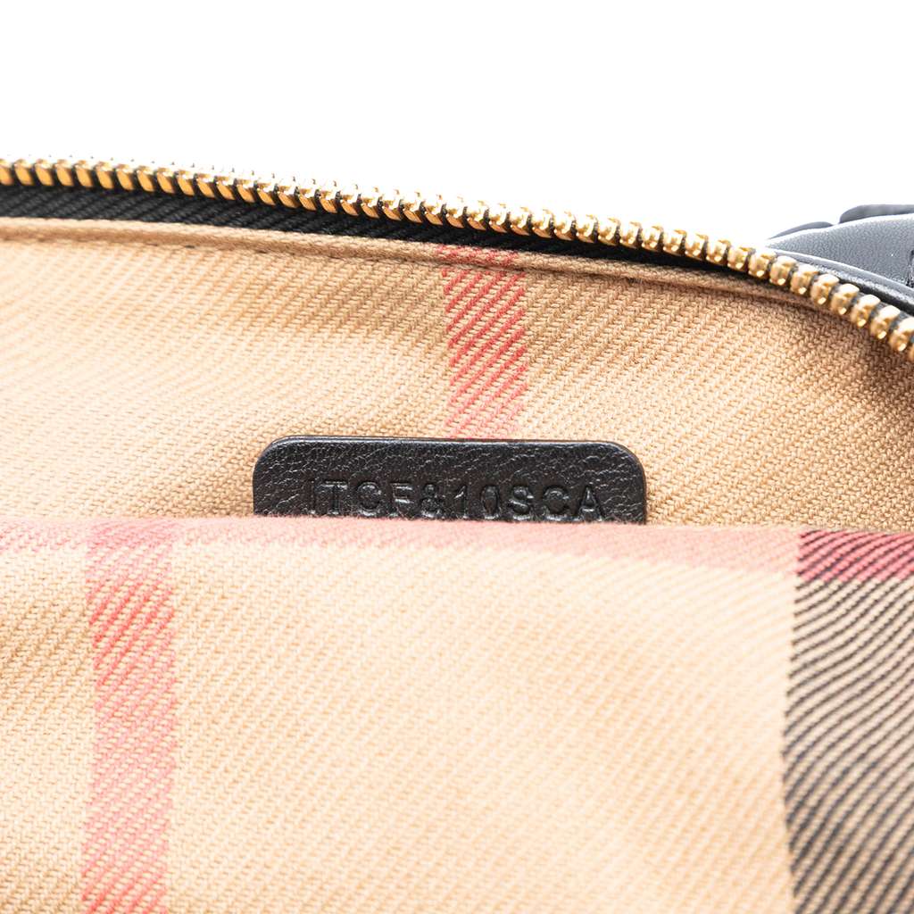 Burberry Small House Check Trimmed Leather Salisbury Tote Black Leather Good condition - Box View