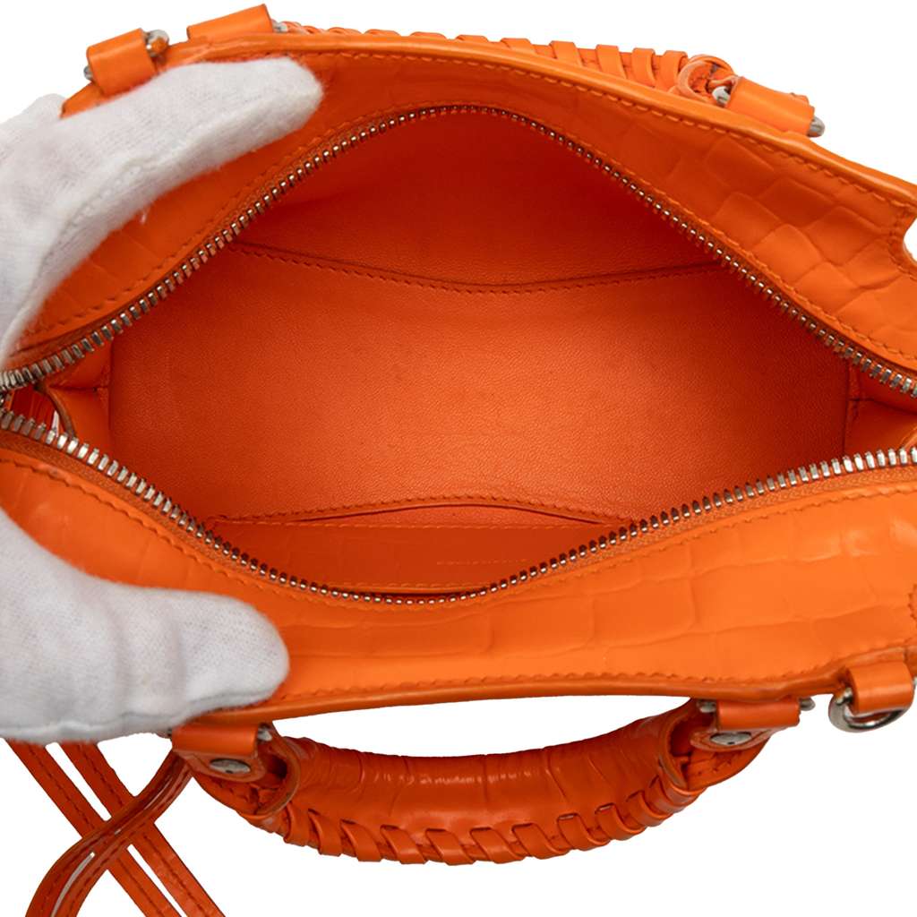 Balenciaga Mini Croc Embossed Calfskin Neo Classic City Orange Leather Good condition - Model View
