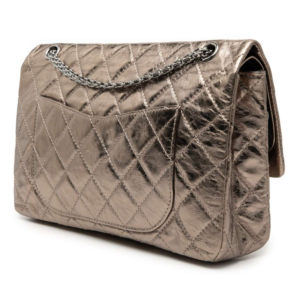 Chanel Metallic Aged Calfskin Reissue 2.55 Double Flap 227 Gold Leather Good condition - Back View