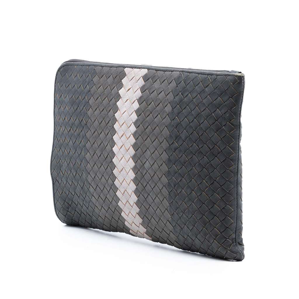 Bottega Veneta Tricolor Nappa Intrecciato Clutch Black Leather Good condition - Back View