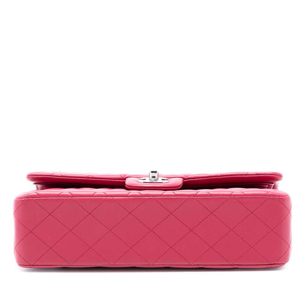 Chanel Medium Classic Lambskin Double Flap Pink Leather Good condition - Inside View