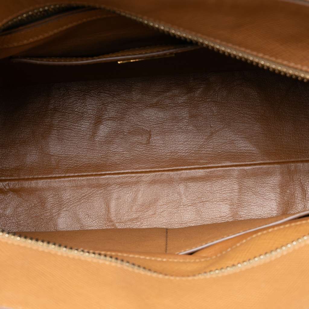 Prada Saffiano Cuir Triple Zip Dome Top Handle Bag Brown Leather Good condition - Model View