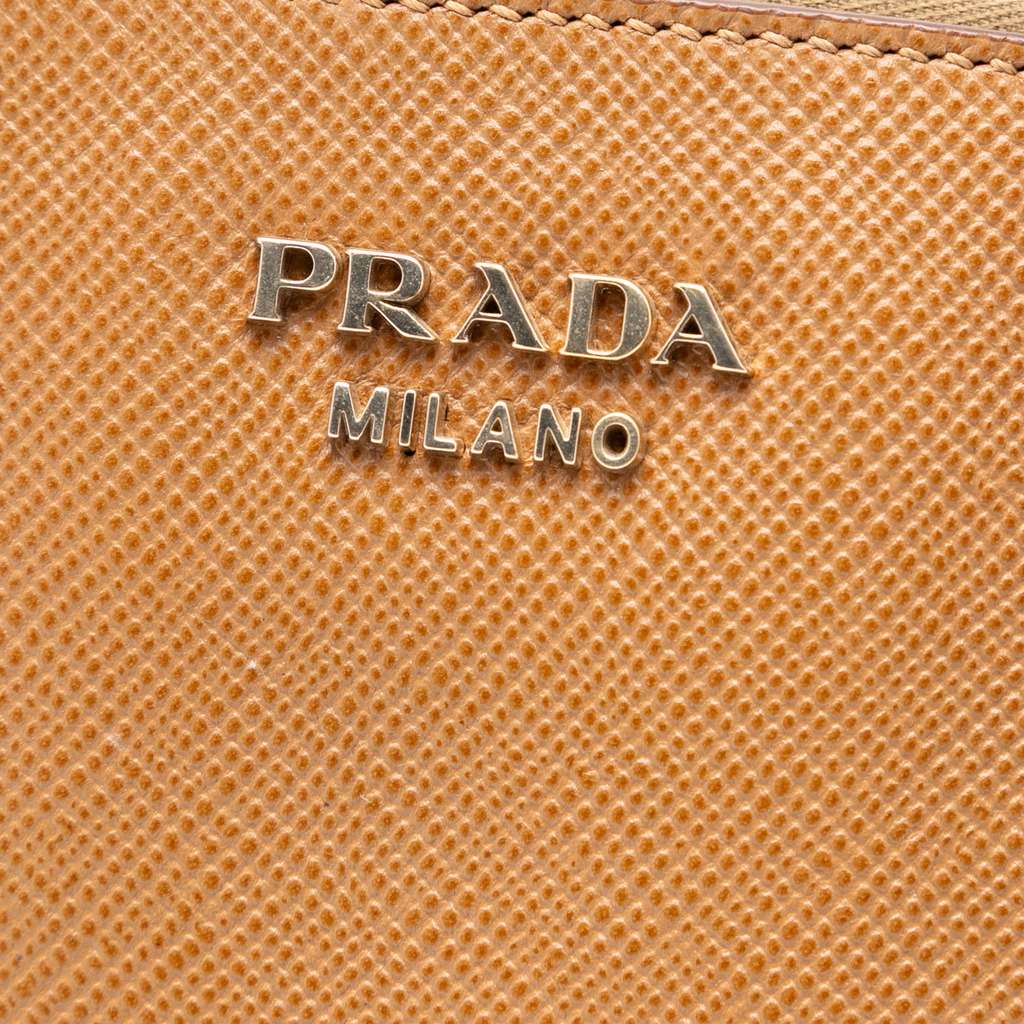 Prada Saffiano Cuir Triple Zip Dome Top Handle Bag Brown Leather Good condition - Box View