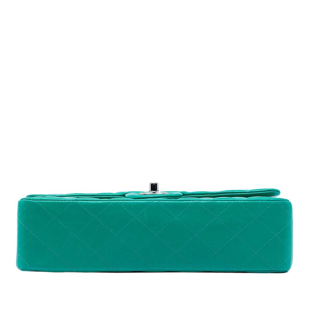 Chanel Medium Classic Lambskin Double Flap Blue Leather Good condition - Inside View