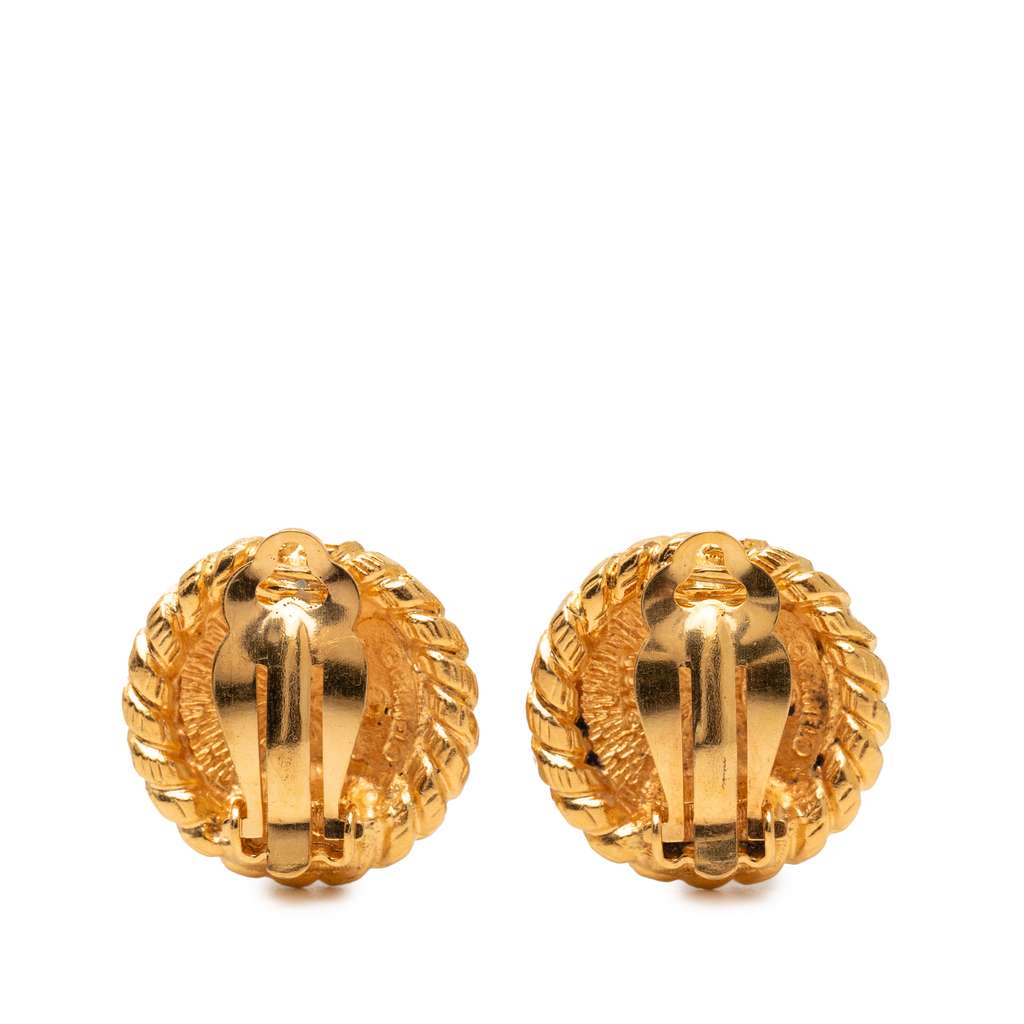 Chanel Gold Plated CC Round Clip On  Earrings Gold Metal Good condition - Back View