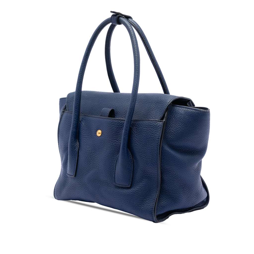 Prada Vitello Daino Sound Lock Satchel Blue Leather Good condition - Back View