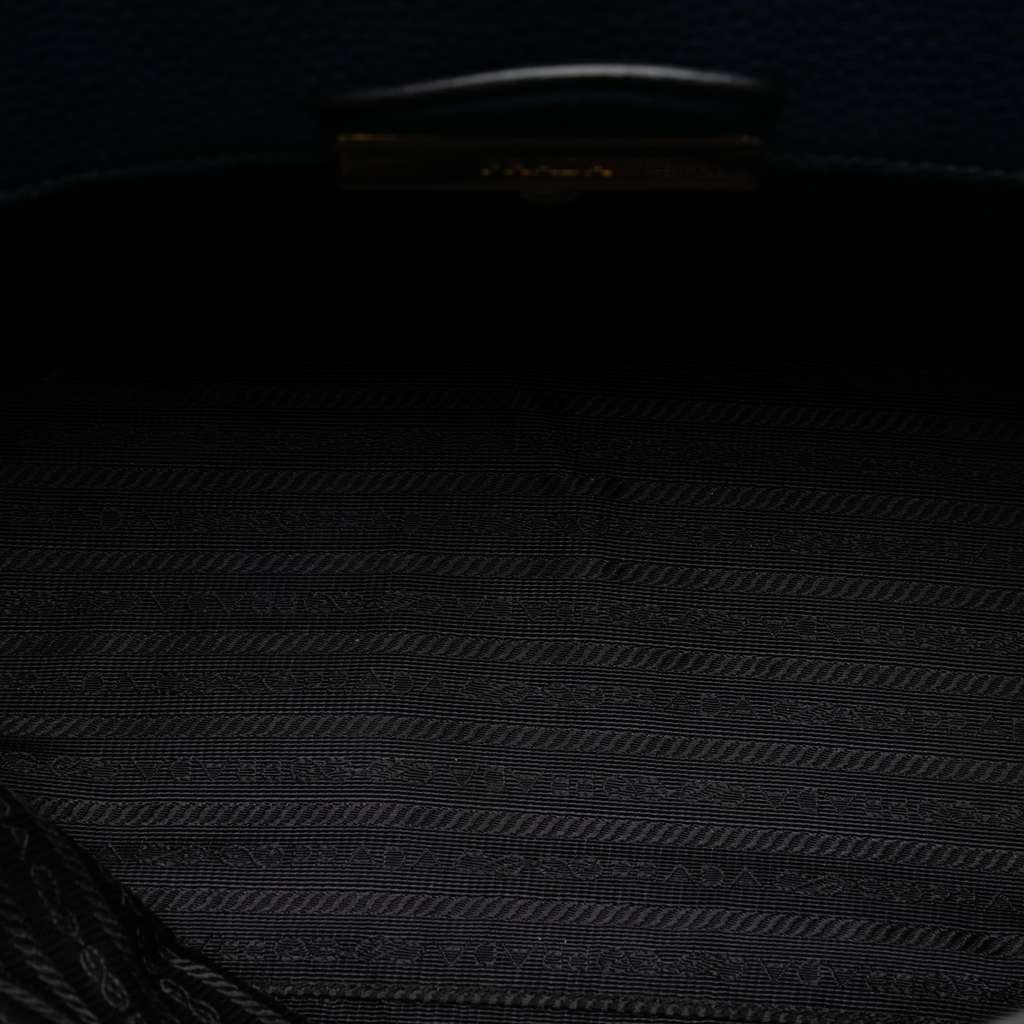 Prada Vitello Daino Sound Lock Satchel Blue Leather Good condition - Model View