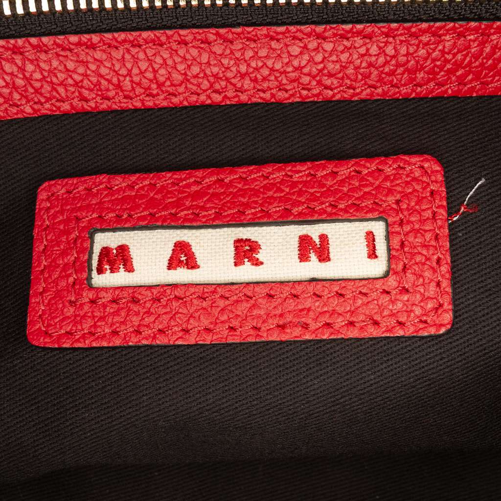Marni Leather Top Handle Zip Satchel Red Leather Good condition - Box View