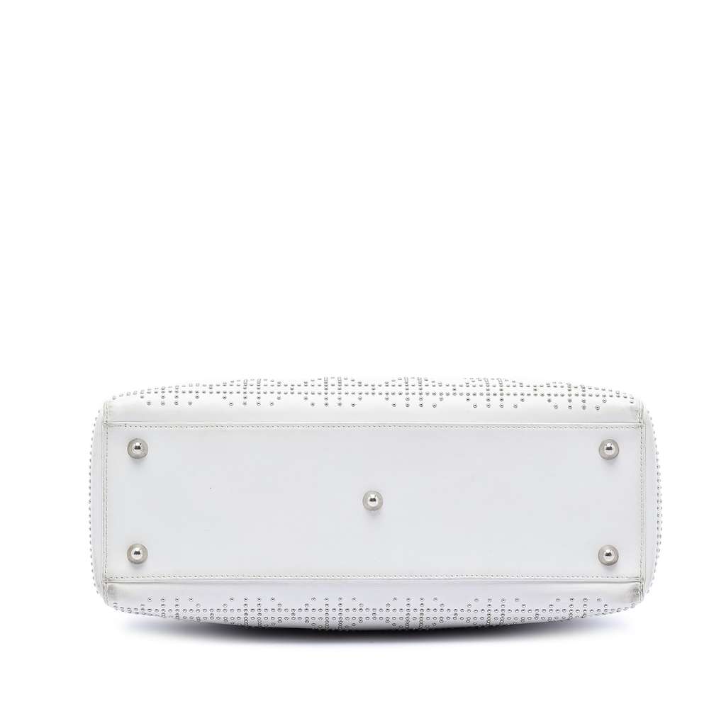 Dior Large Calfskin Cannage Studded Lady Dior White Leather Good condition - Inside View