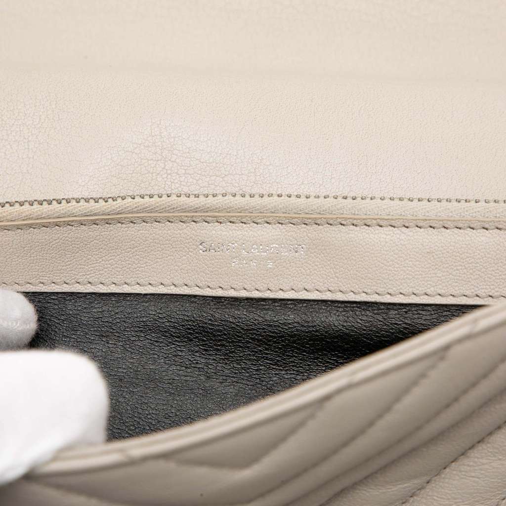 Saint Laurent Large Chevron Sheepskin Monogram College Satchel Grey Leather Good condition - Box View