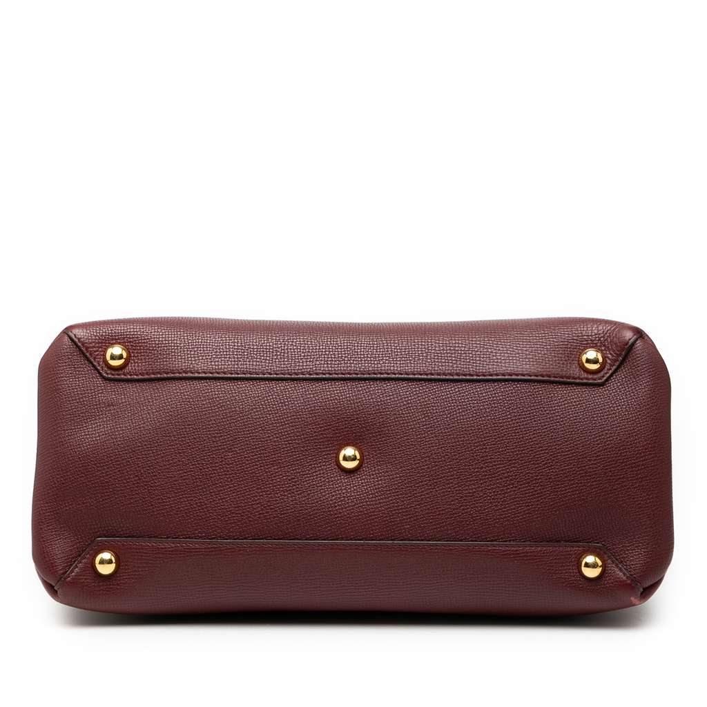 Burberry Medium Leather and House Check Banner Satchel Red Leather Good condition - Inside View