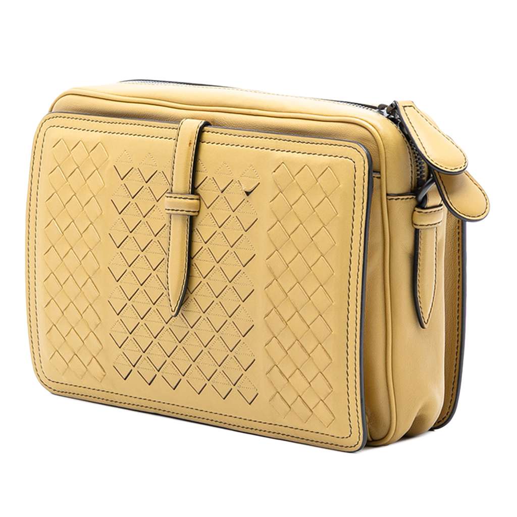 Bottega Veneta Nappa Intrecciato Belt Flap Camera Bag Yellow Leather Good condition - Back View