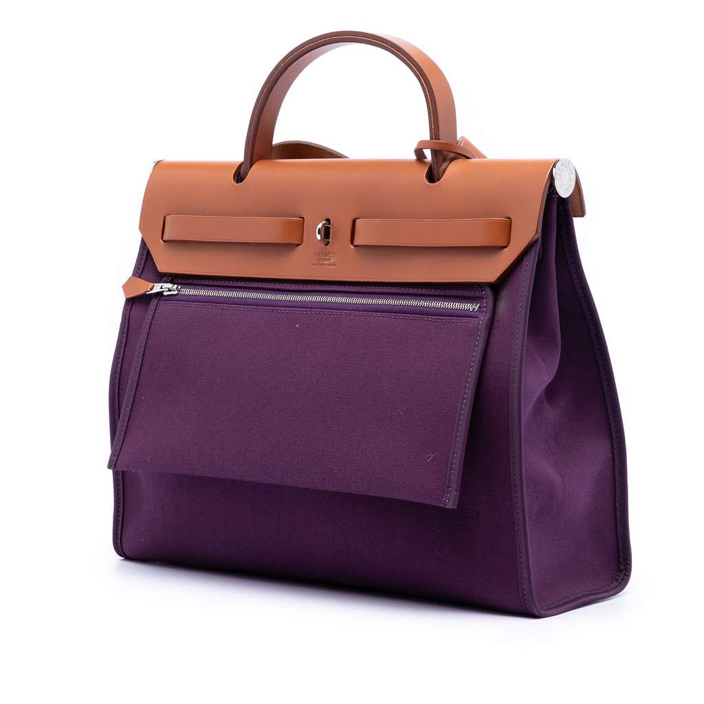 Hermès Toile Herbag Zip 31 Purple Canvas Good condition - Back View