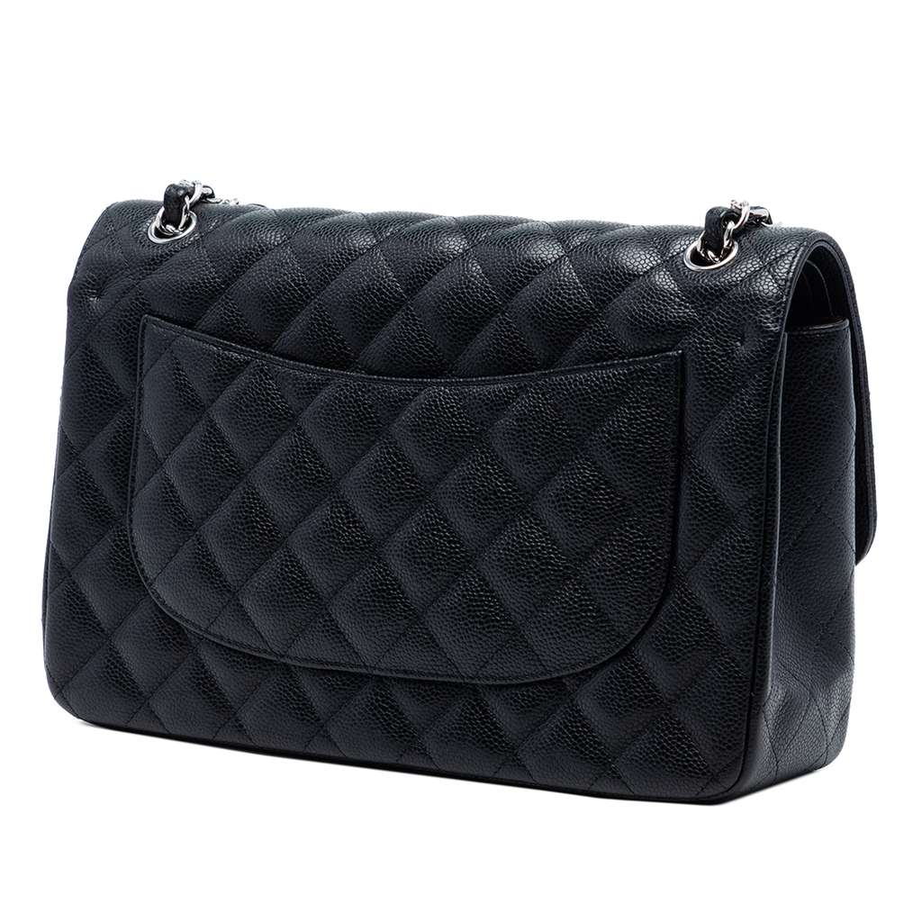 Chanel Jumbo Classic Caviar Double Flap Black Leather Good condition - Back View