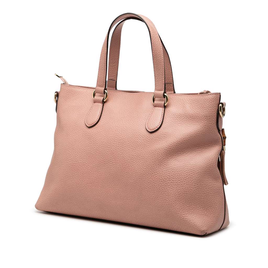 Gucci Leather Bamboo Tassel Satchel Pink Leather Good condition - Back View