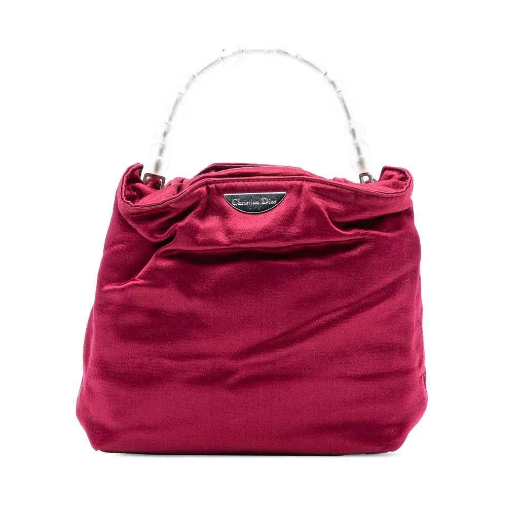 Dior Mini Satin Malice Pearl Handbag Red Satin Very good - Front View