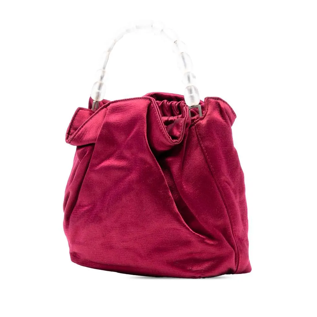 Dior Mini Satin Malice Pearl Handbag Red Satin Very good - Back View