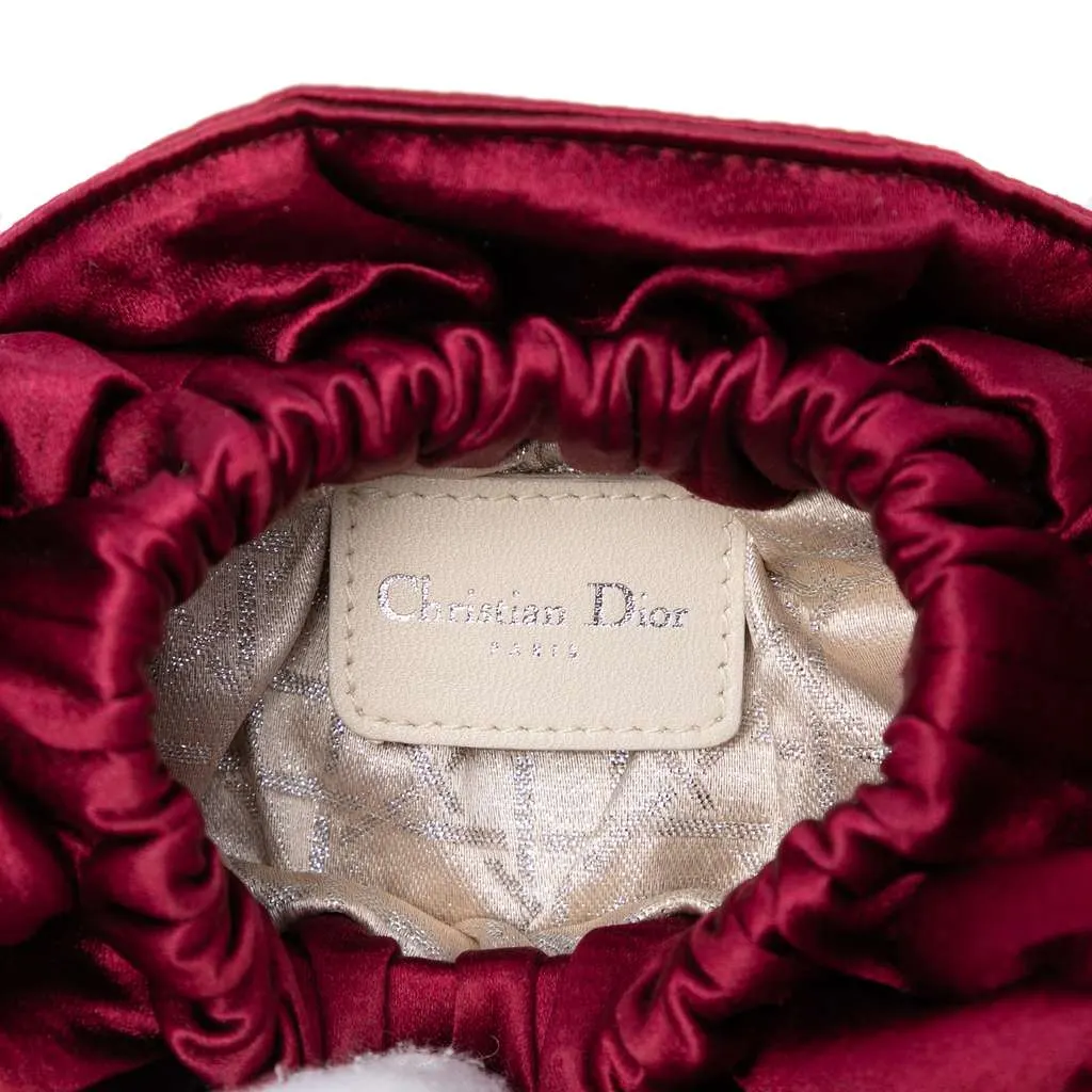 Dior Mini Satin Malice Pearl Handbag Red Satin Very good - Box View