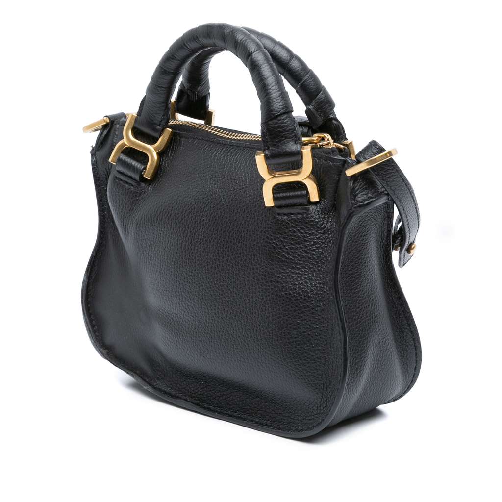 Chloé Mini Grained Calfskin Marcie Satchel Black Leather Good condition - Back View