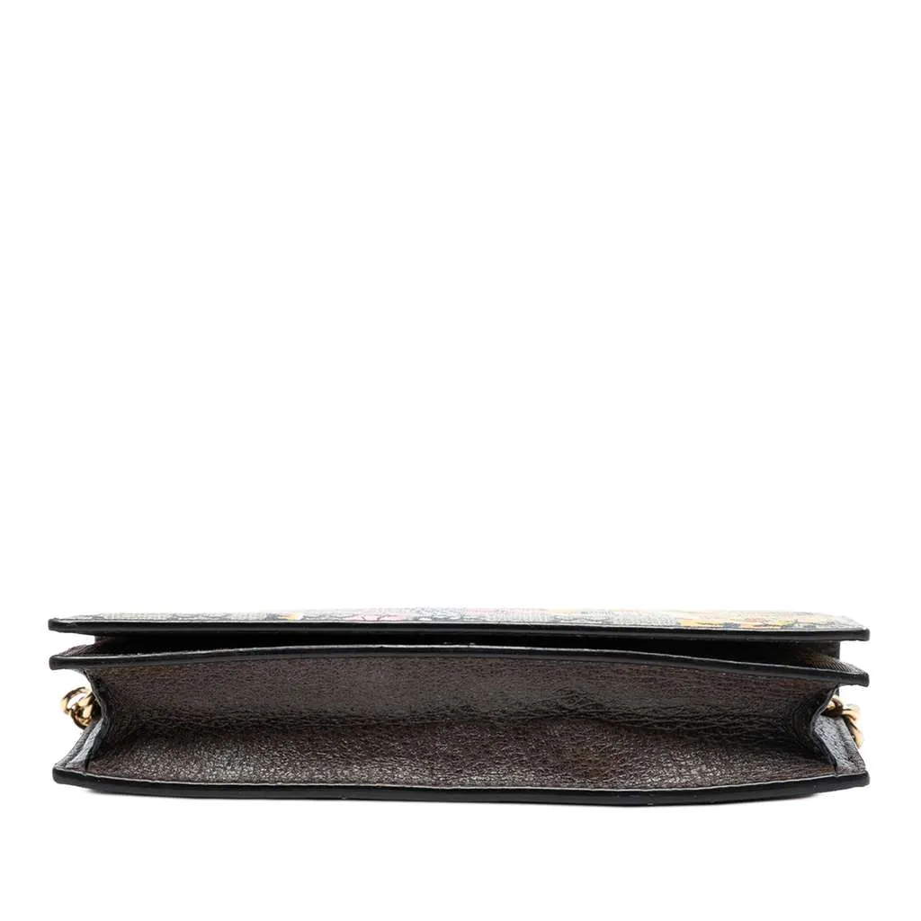 Gucci GG Supreme Bengal Wallet on Chain Brown Canvas Good - Inside View