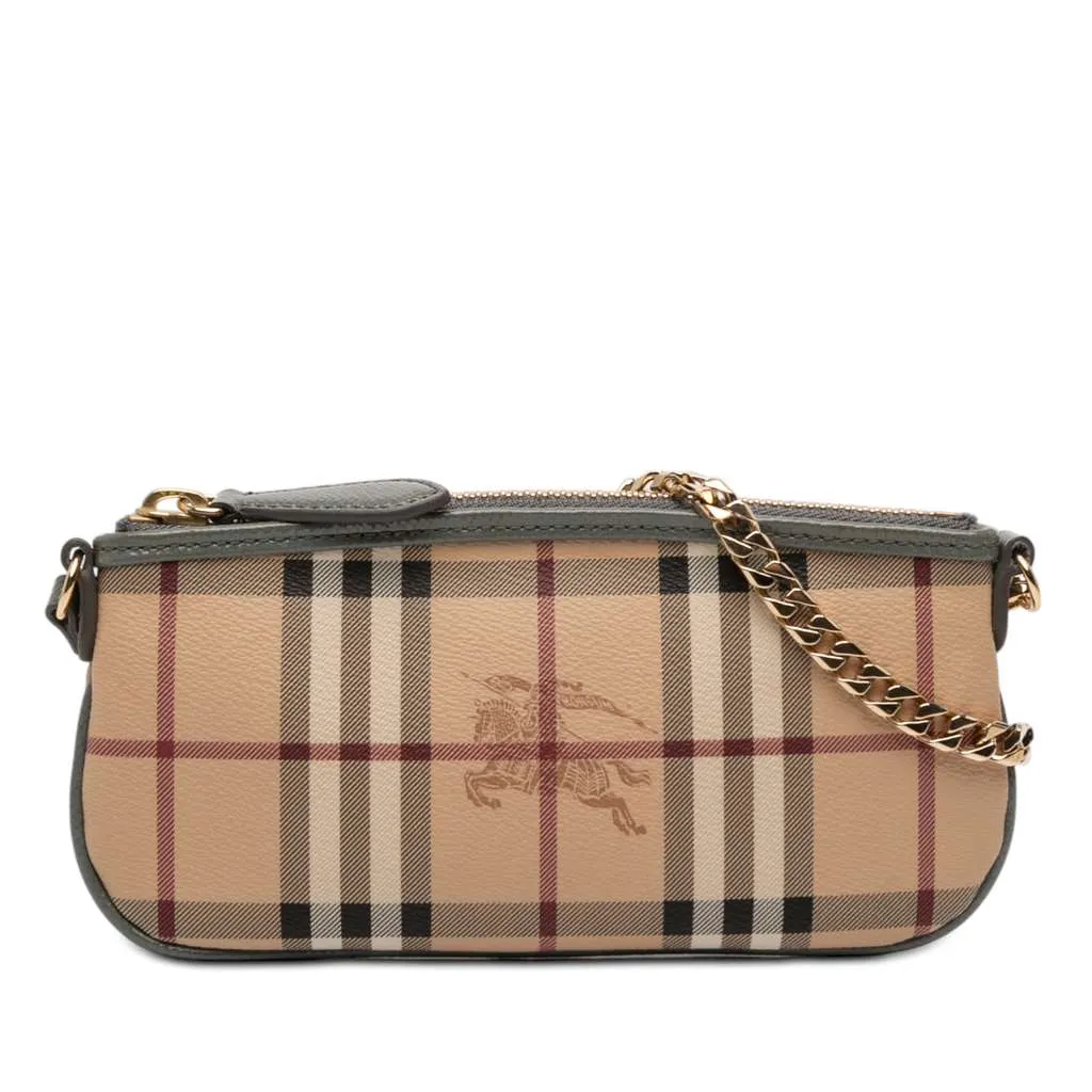 Burberry Haymarket Check Coated Canvas Clara Pochette Brown Canvas Very good - Front View