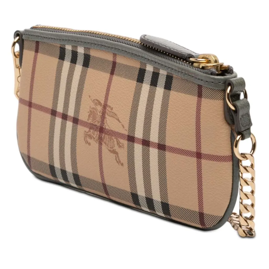 Burberry Haymarket Check Coated Canvas Clara Pochette Brown Canvas Very good - Back View