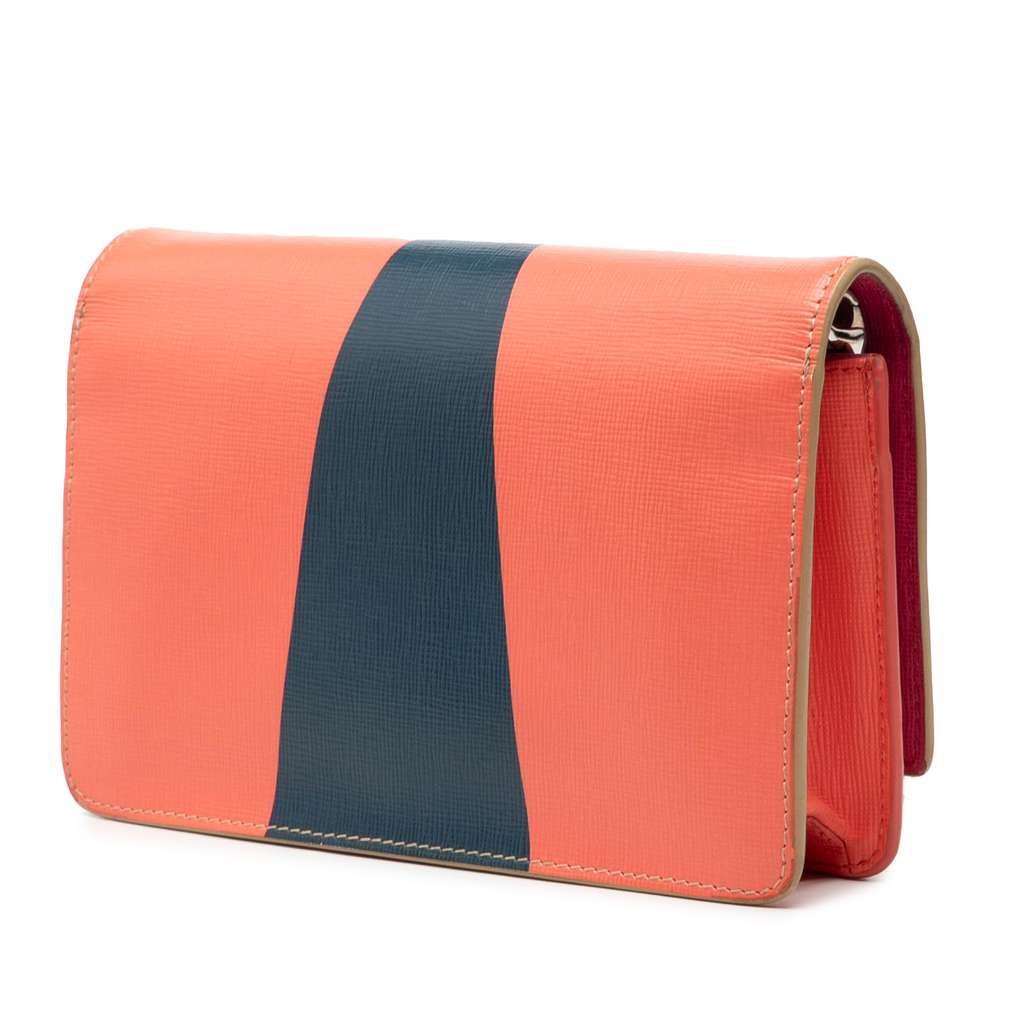 Fendi Vitello Elite Crystal Eye Monster Continental Wallet on Chain Orange Leather Good condition - Back View