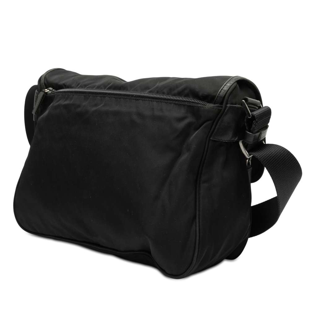 Prada Tessuto Double Buckle Messenger Bag Black Good condition - Back View