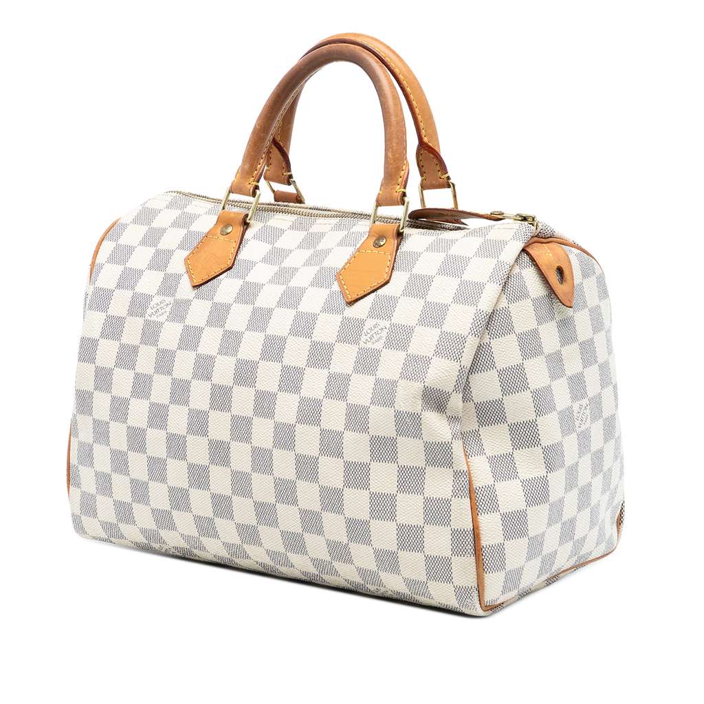 Louis Vuitton Damier Azur Speedy 30 White Good condition - Back View