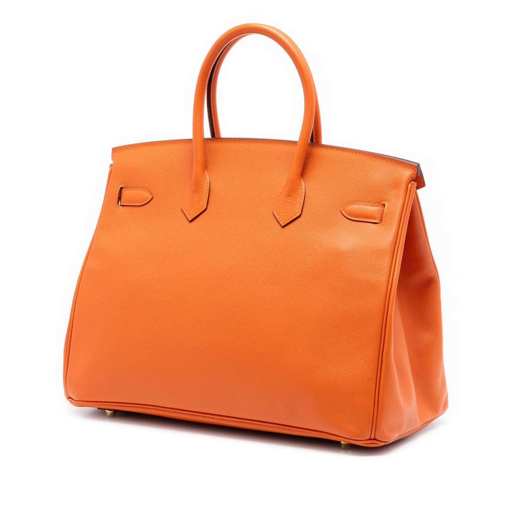 Hermès Epsom Birkin Retourne 35 Orange Leather Good condition - Back View