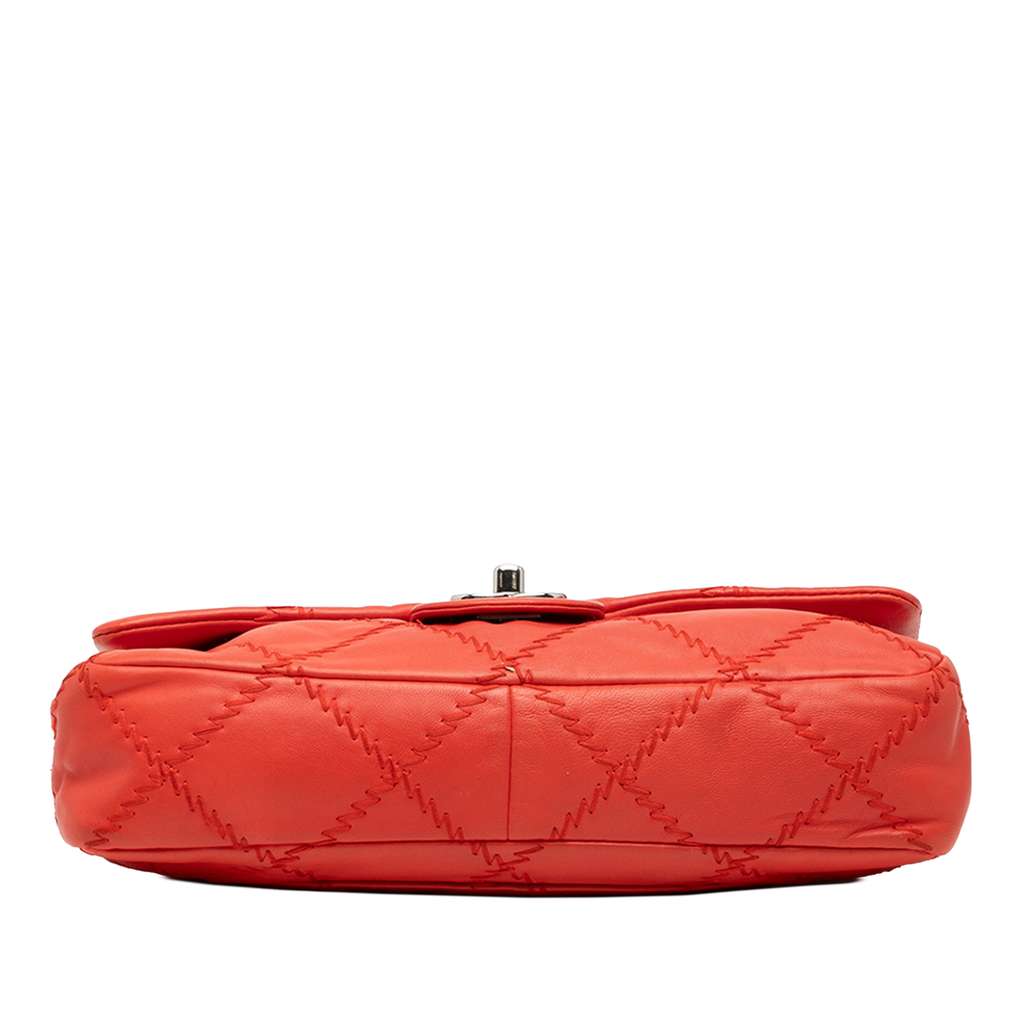 Chanel Quilted Lambskin Ultimate Stitch Flap Orange Leather Good condition - Inside View