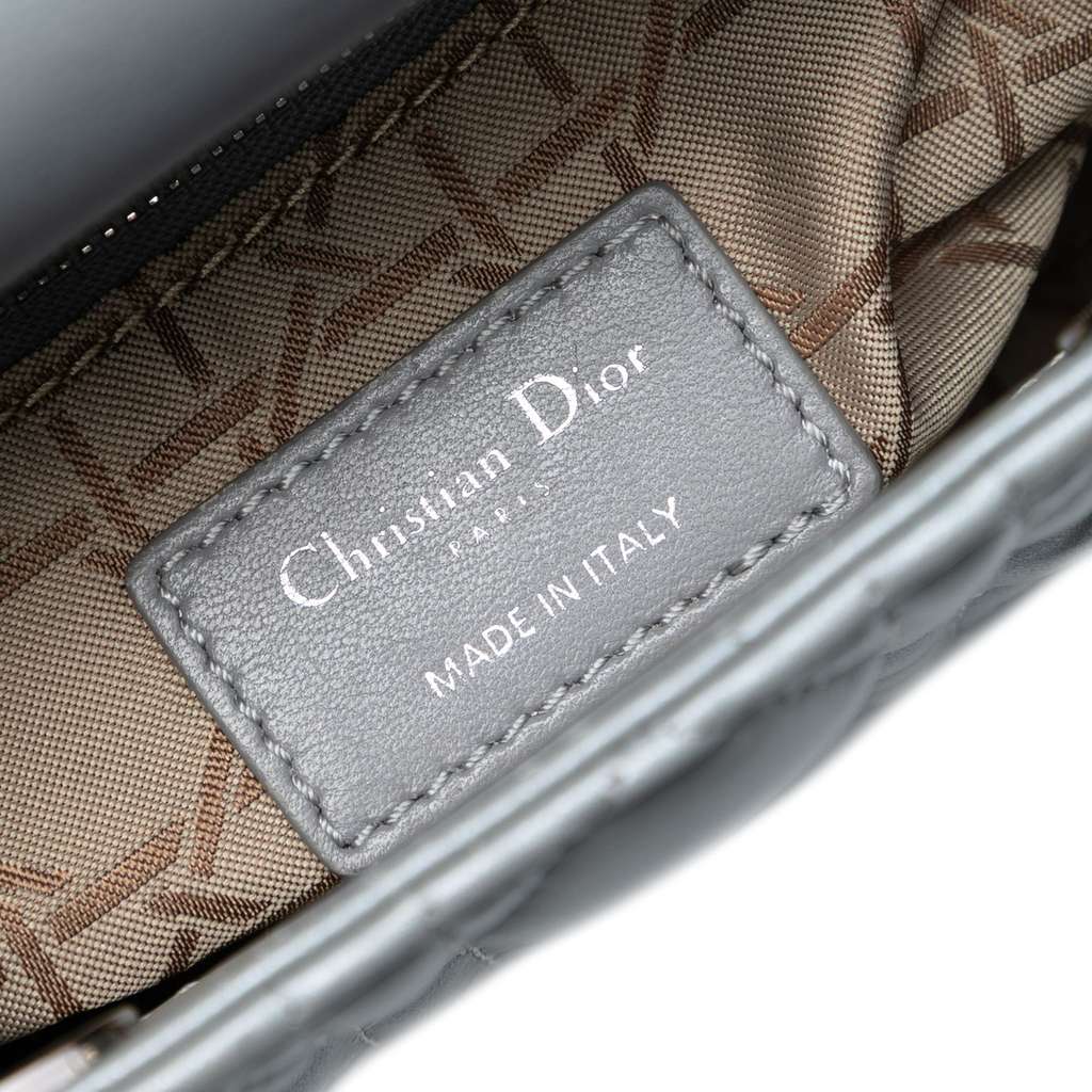Dior Mini Lambskin Cannage Lady Dior Grey Leather Good condition - Box View