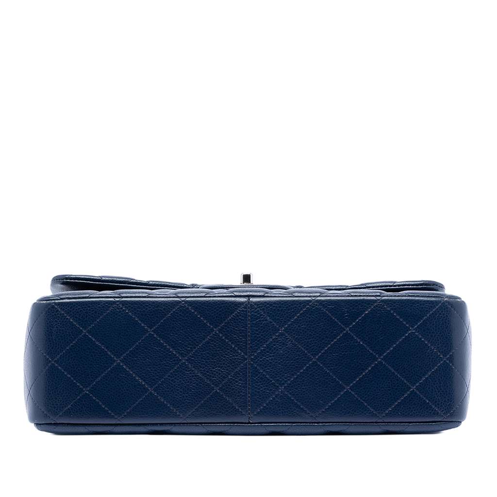 Chanel Jumbo Classic Caviar Double Flap Blue Leather Good condition - Inside View