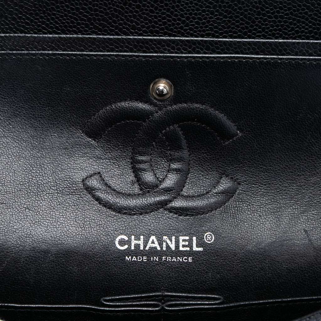 Chanel Small Classic Caviar Double Flap Black Leather Good condition - Box View