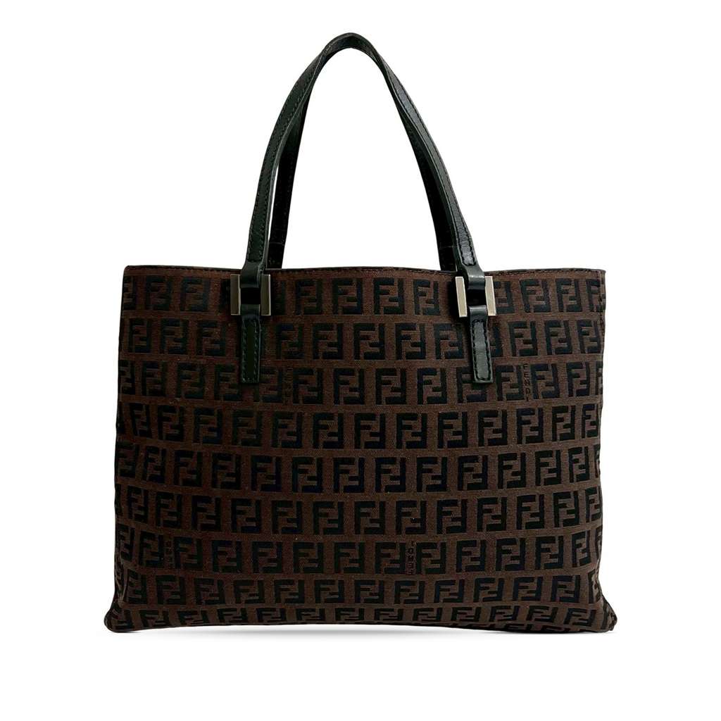 Fendi Zucchino Canvas Tote Brown Canvas Good condition - Back View