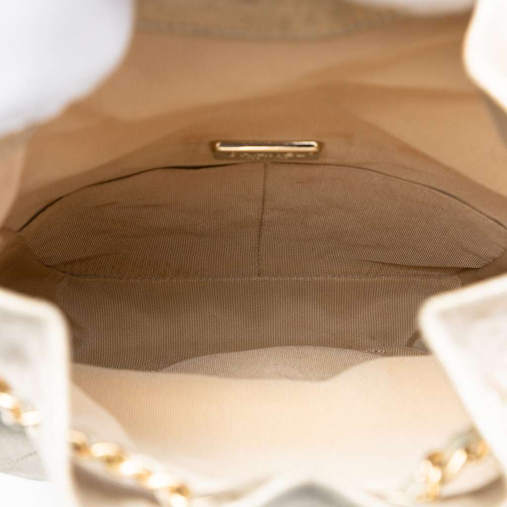 Chanel Small Metallic Lambskin In Seoul Backpack Gold Leather Good condition - Model View