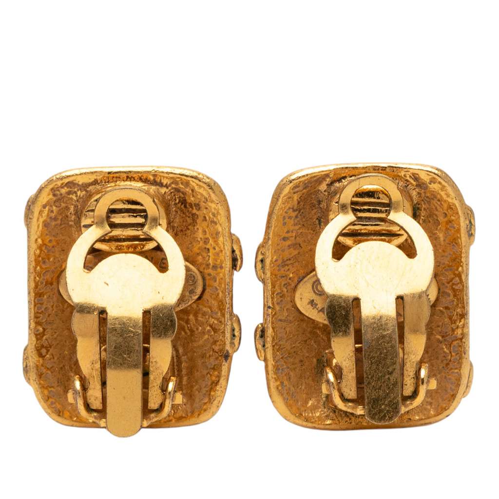 Chanel Gold Plated Wrapped CC Clip On Earrings Gold Metal Good condition - Back View