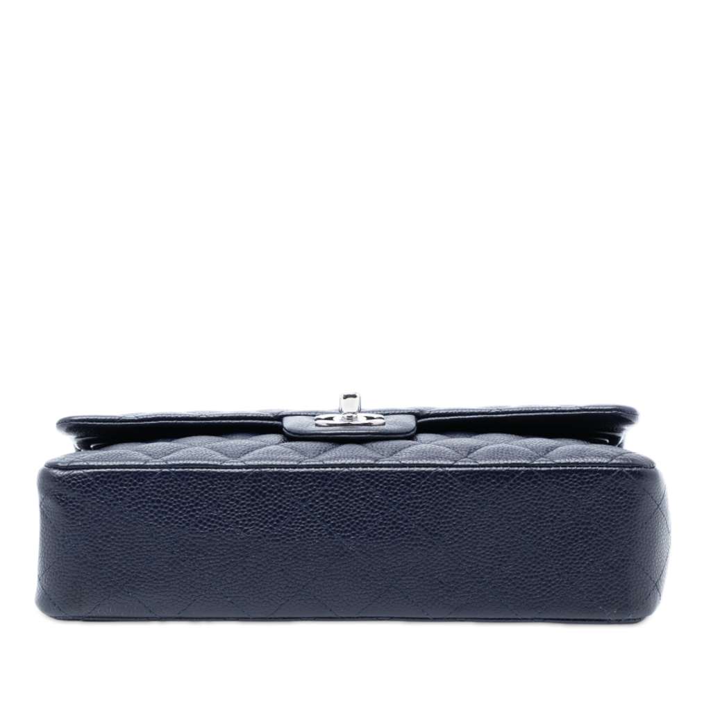 Chanel Medium Classic Caviar Double Flap Blue Leather Good condition - Inside View