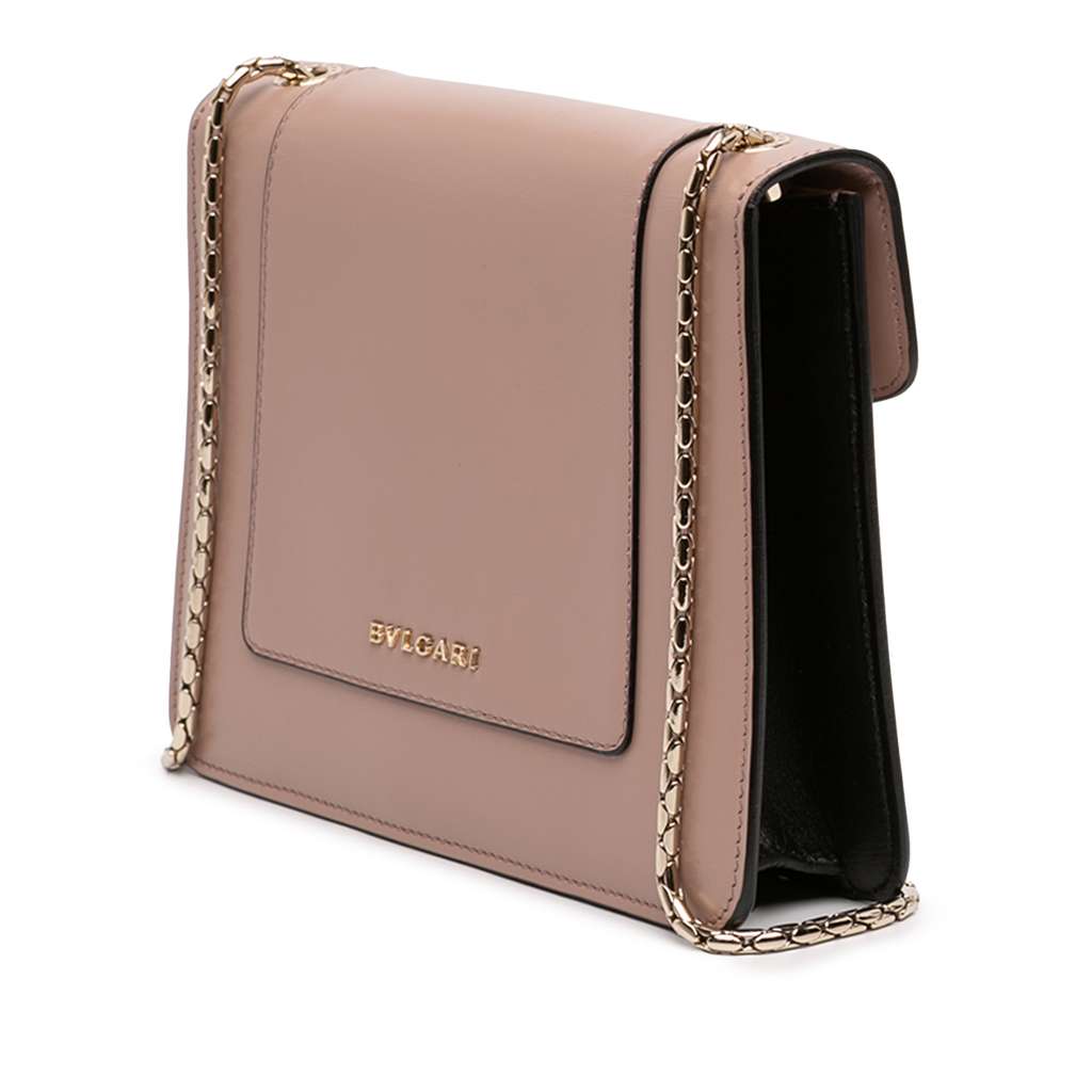 Bvlgari Studded Leather Serpenti Forever Chain Crossbody Brown Leather Good condition - Back View