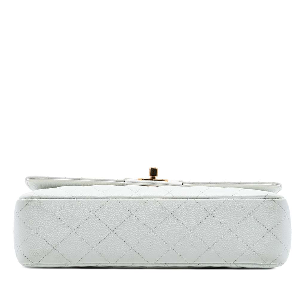 Chanel Medium Classic Caviar Double Flap White Leather Good condition - Inside View
