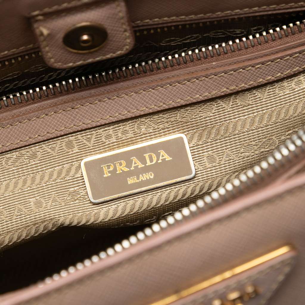 Prada Large Saffiano Lux Galleria Double Zip Satchel Brown Leather Good condition - Box View