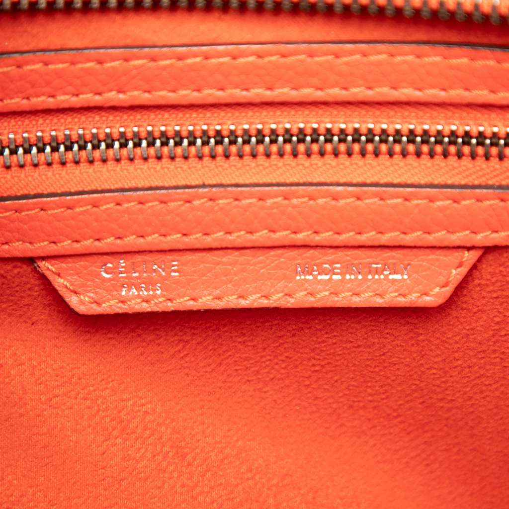 Celine Micro Leather Luggage Tote Orange Leather Good condition - Box View
