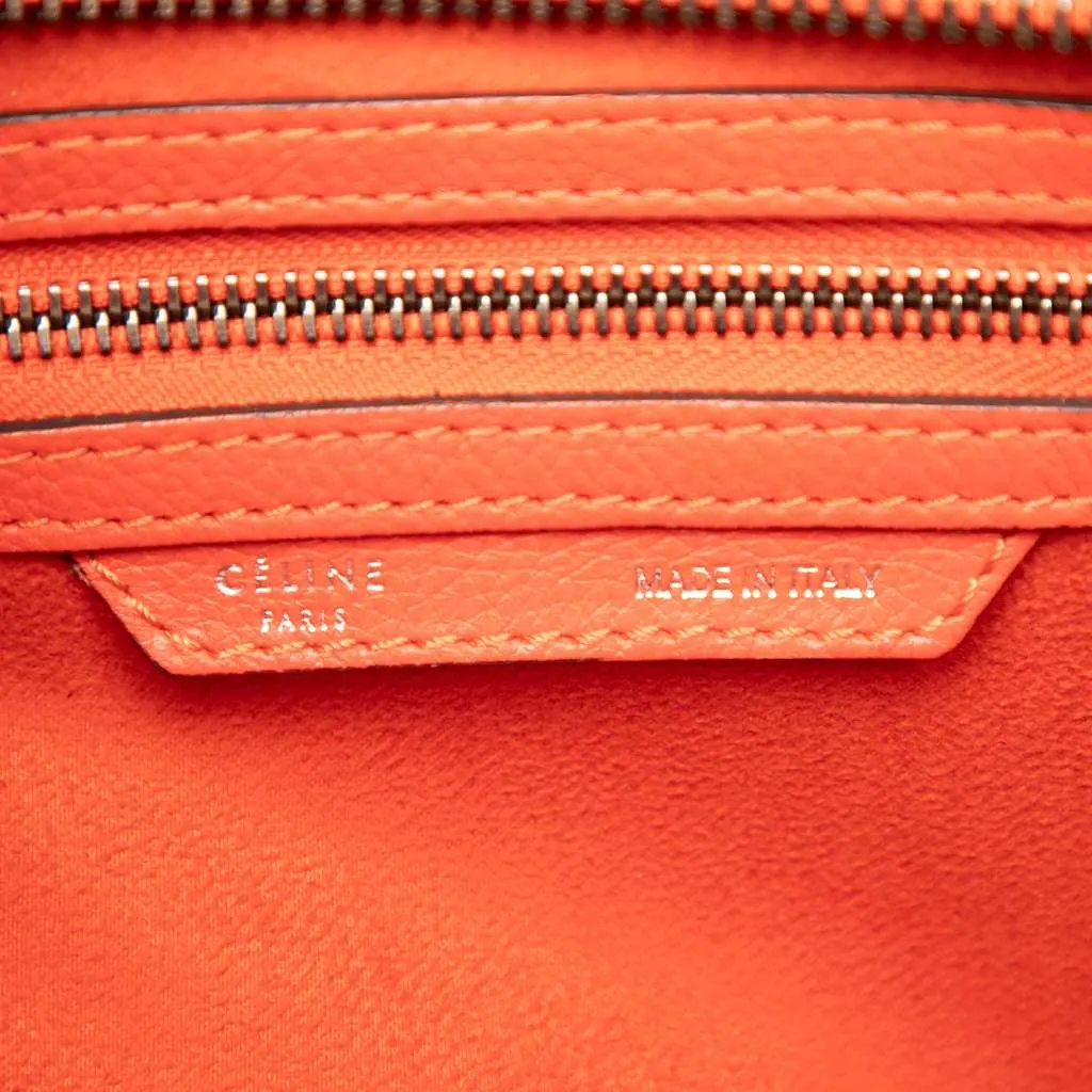 Celine Micro Leather Luggage Tote Orange Leather Good - Box View