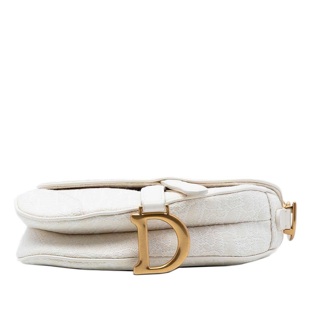 Dior Mini Oblique Canvas Saddle Bag White Canvas Good condition - Inside View