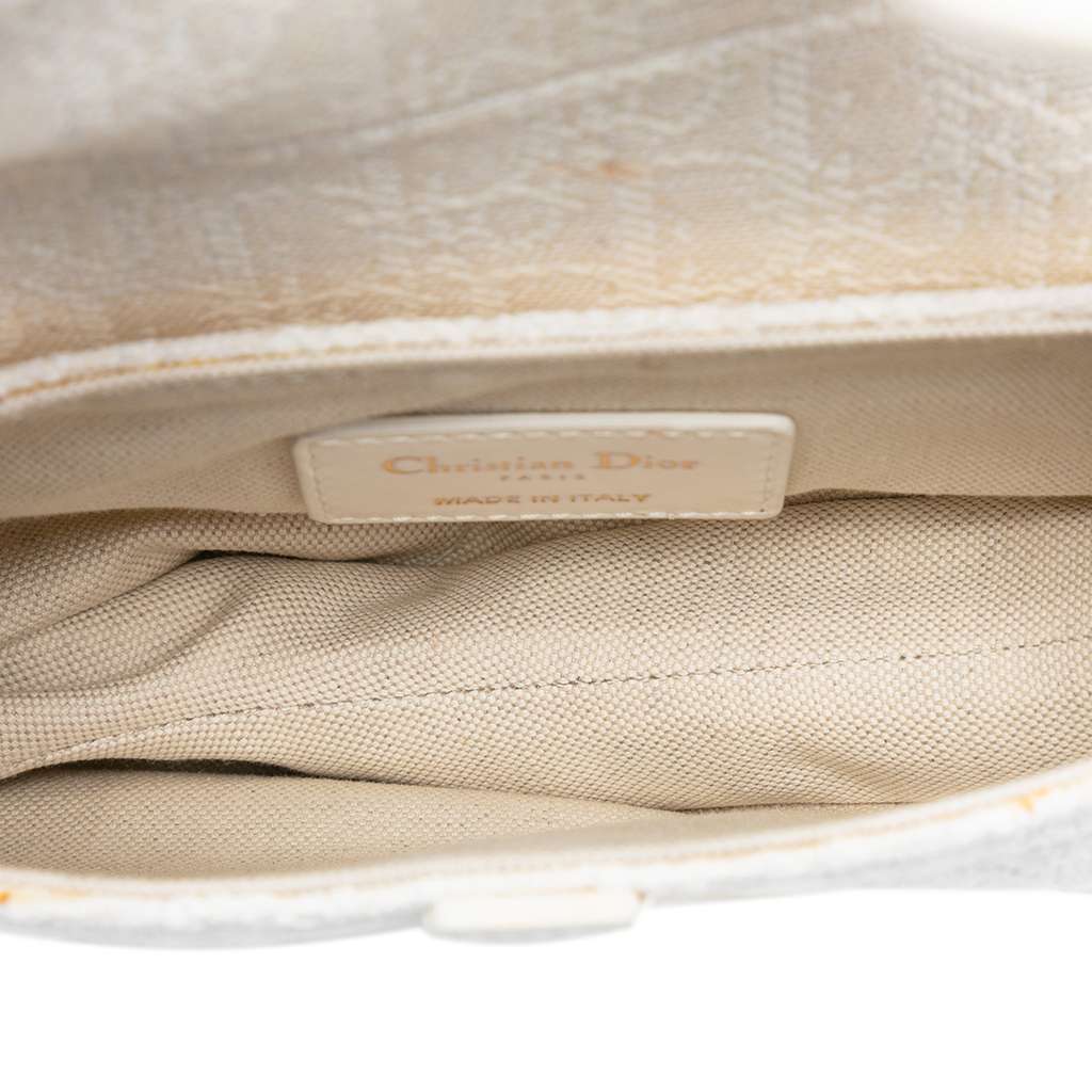 Dior Mini Oblique Canvas Saddle Bag White Canvas Good condition - Model View