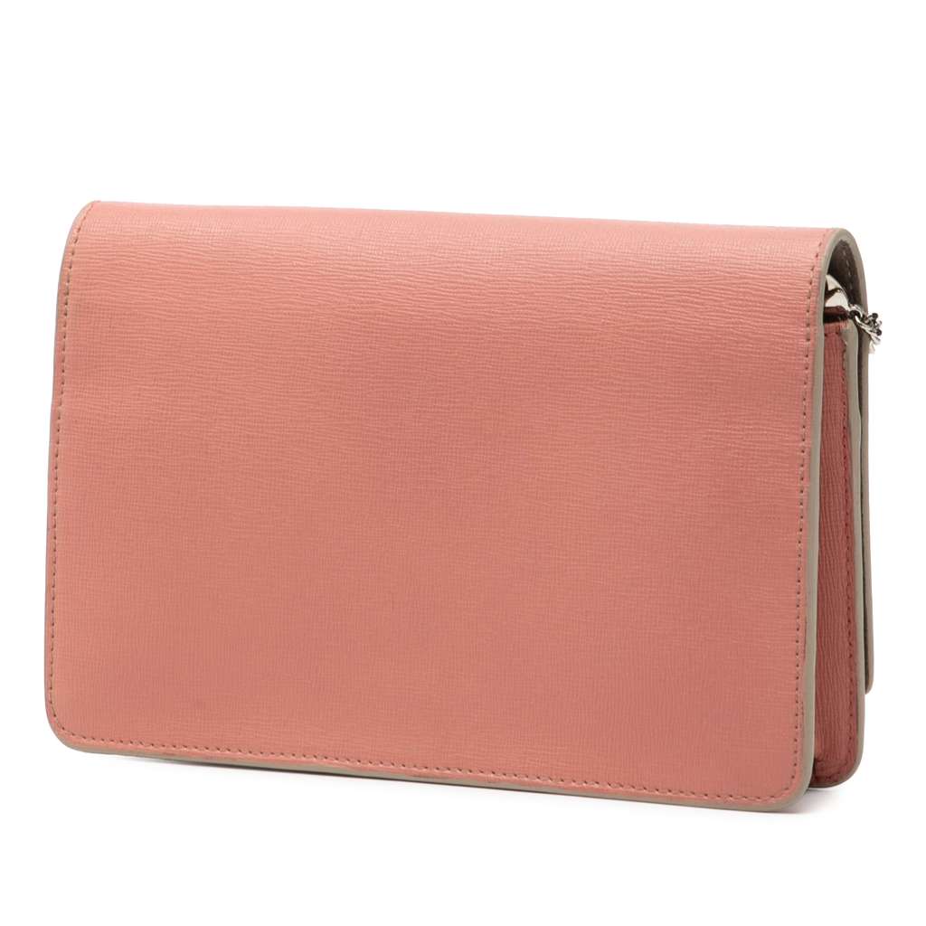 Fendi Leather Crystal Eye Monster Tube Wallet On Chain Pink Leather Good condition - Back View