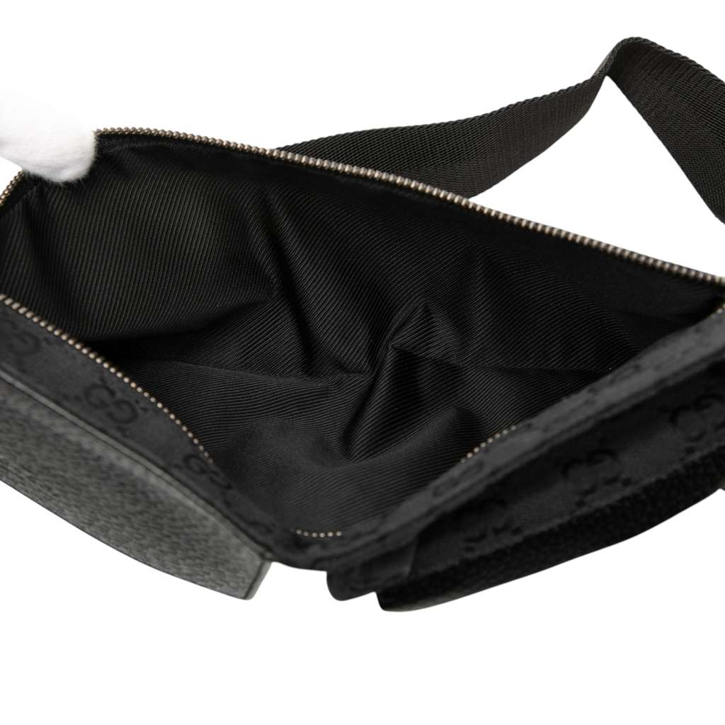 Gucci GG Canvas Double Pocket Belt Bag Black Canvas Good condition - Model View